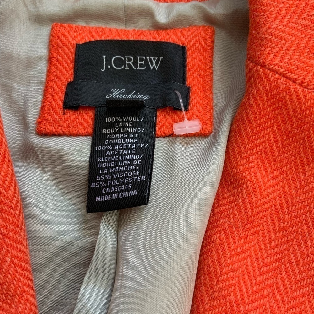 J Crew  Orange Wool Herringbone Tweed Jacket - Picture 5 of 10